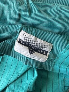 vintage saturdays 1989 teal t-shirt large loose neckline distressed